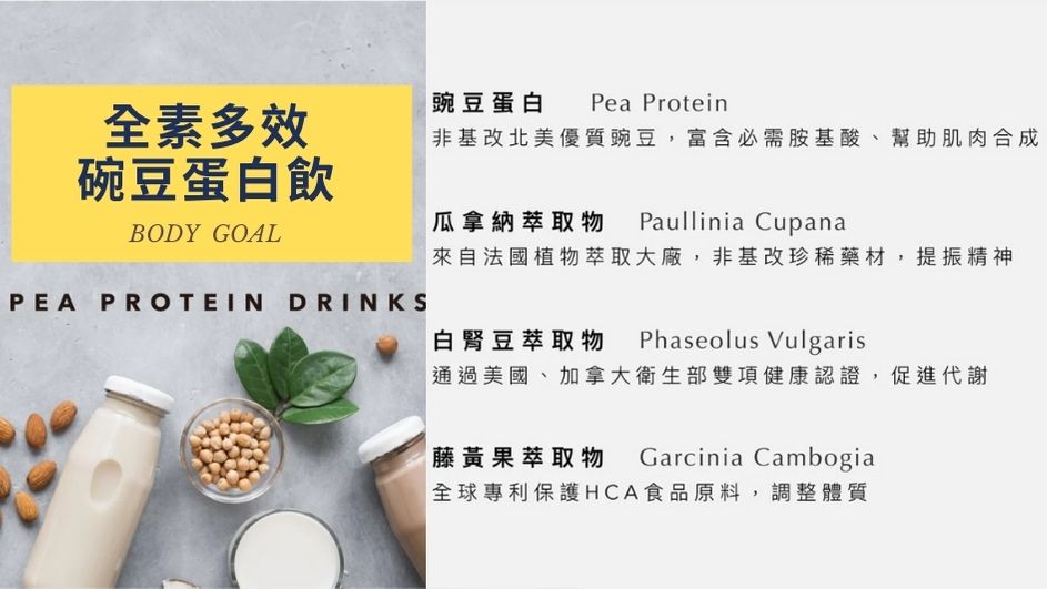 body goals 碗豆蛋白飲