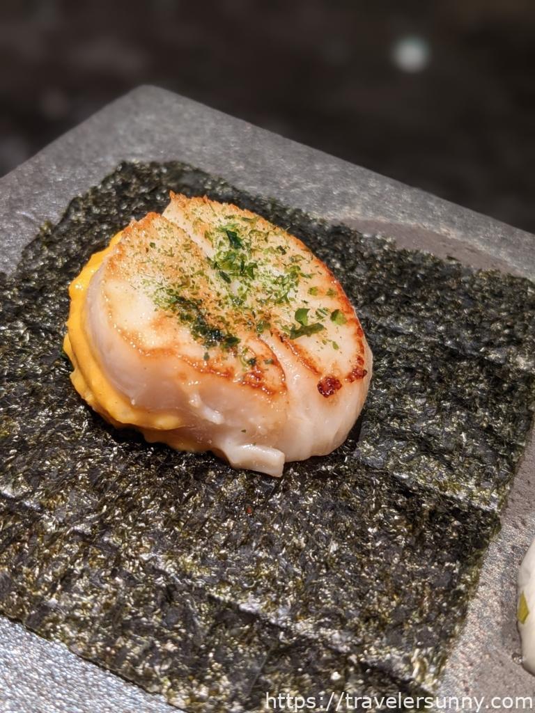 初魚鐵板燒干貝海苔捲